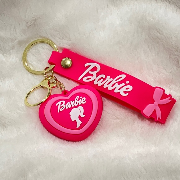 Barbie Handbags - Barbie Key Chain with Wristband and Gold Hardware Hot Pink and White Baby Pink